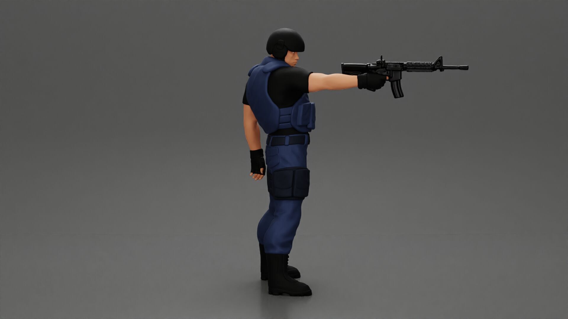 Military man with tactical mastery wearing holding gun 3D print model_2