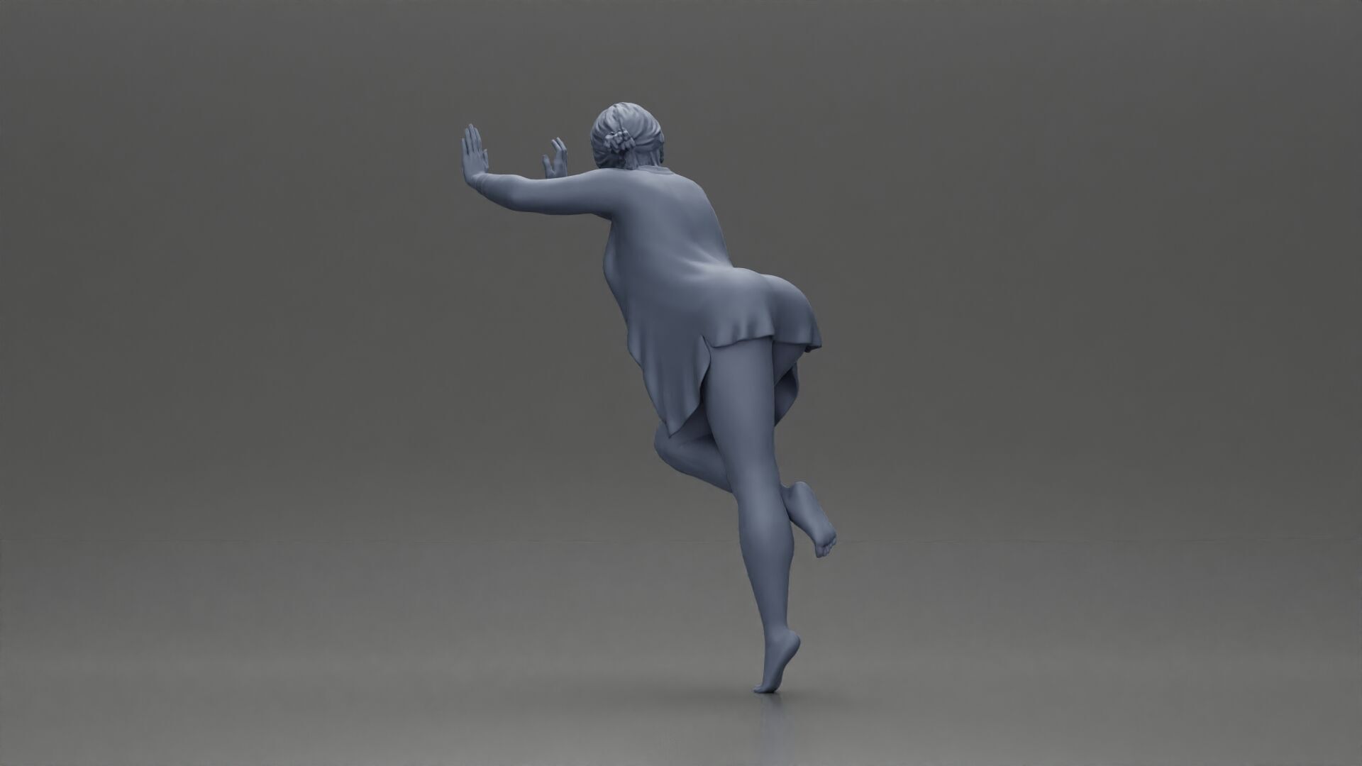 woman in open long shirt and bikini leaning against the wall 3D print model_8