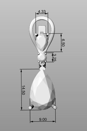 Earrings pear 3D print model_7