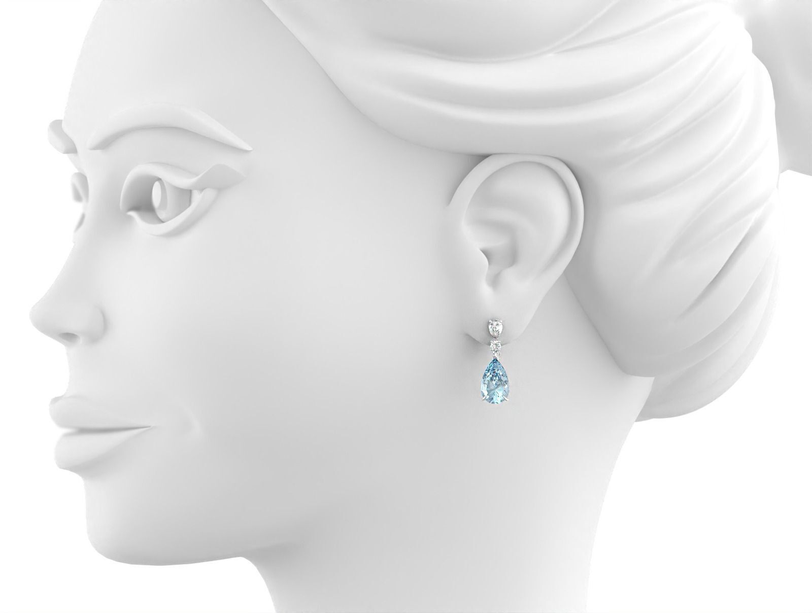 Earrings pear 3D print model_16