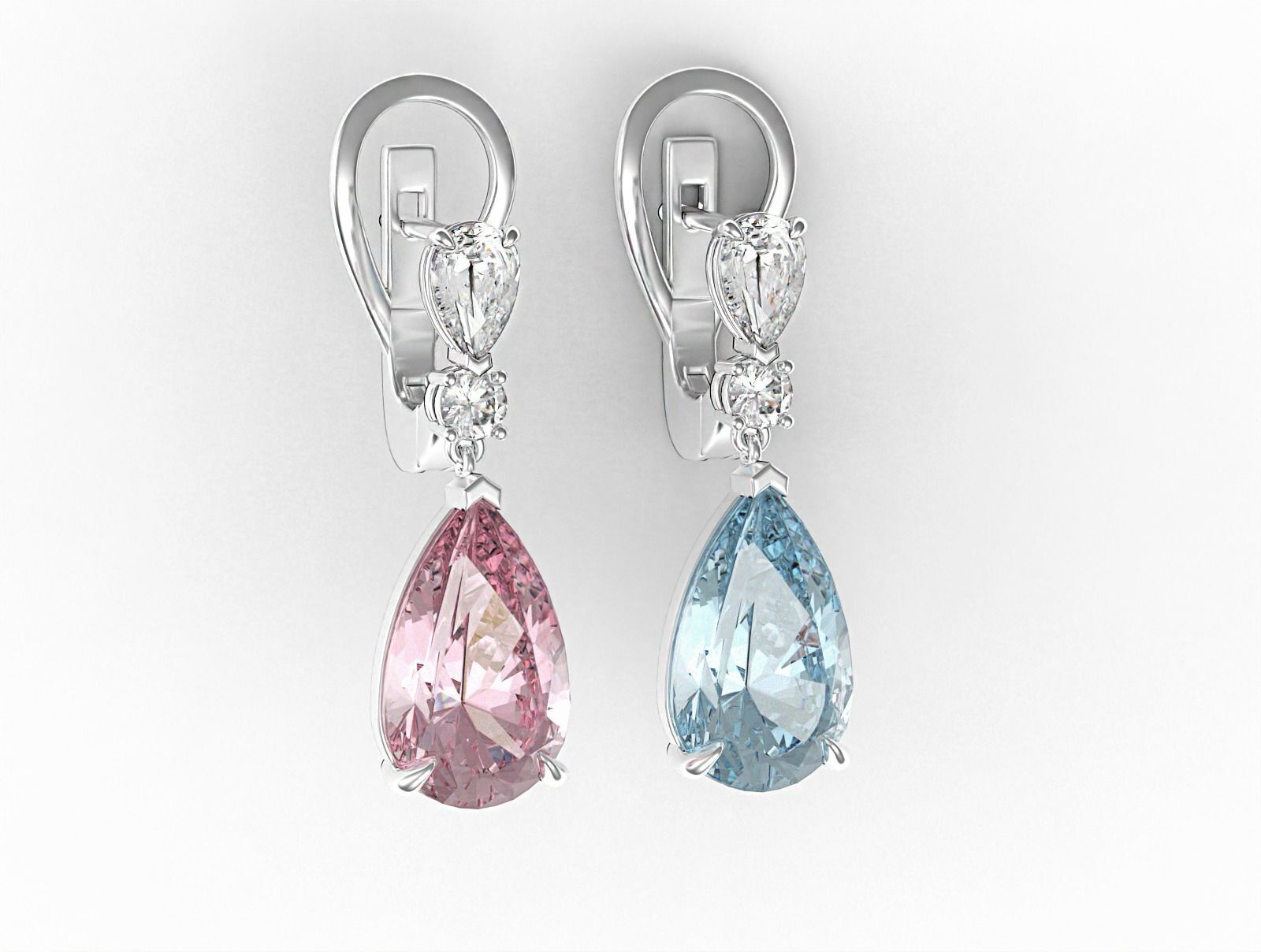 Earrings pear 3D print model_20