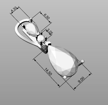 Earrings pear 3D print model_9
