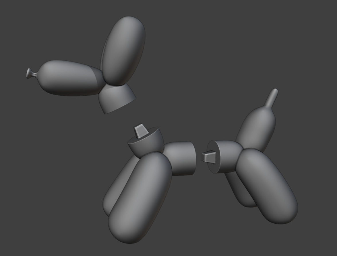 Interlocking Balloon Dog 3D print model_2
