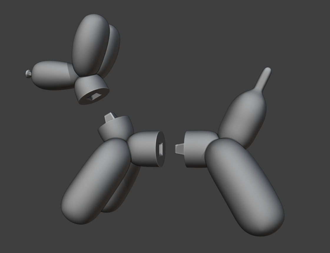 Interlocking Balloon Dog 3D print model_3
