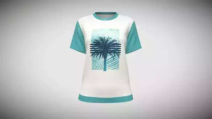 Girls Beach Poster Graphic Tops In Low Poly