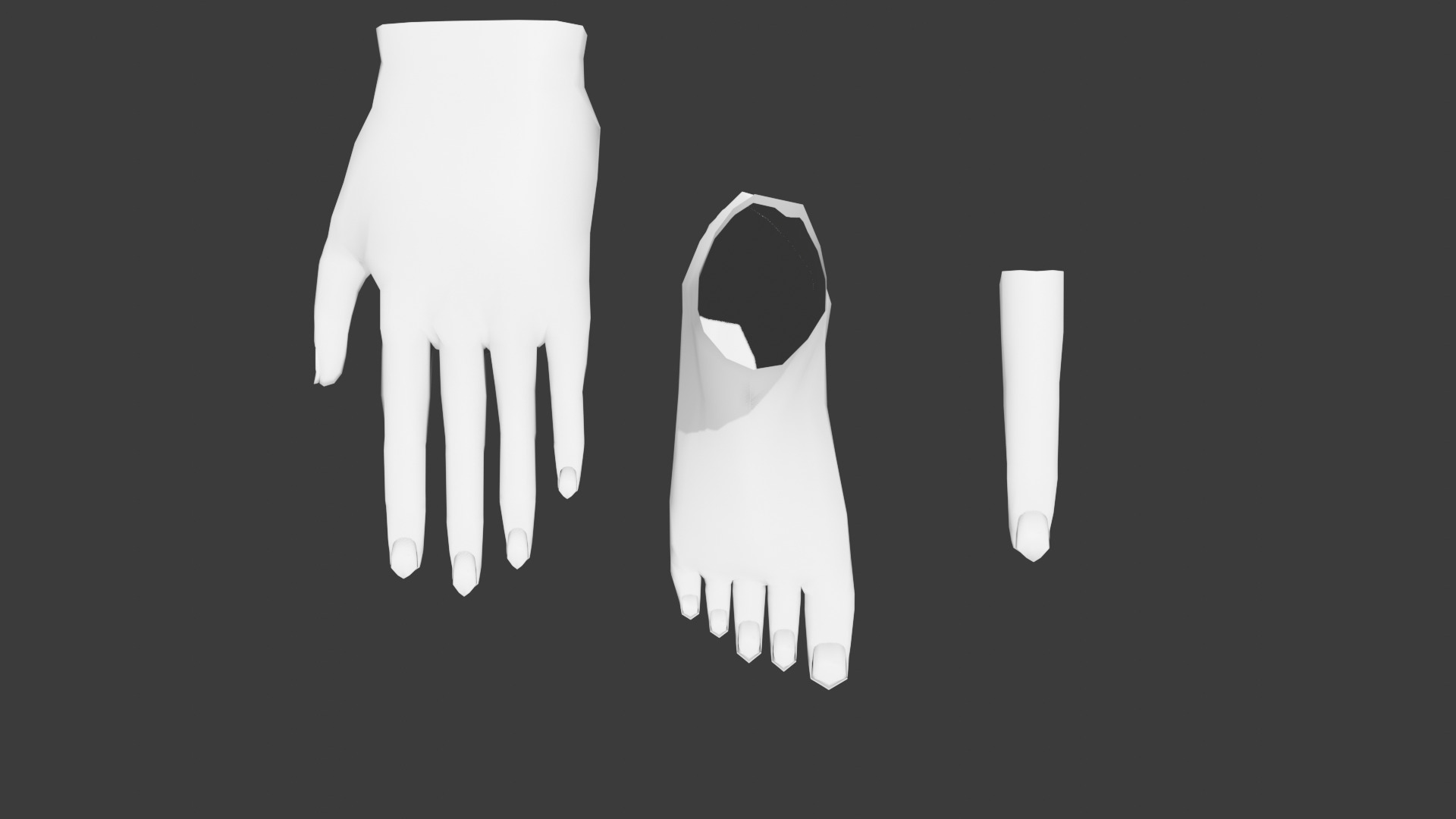 simple body parts anime style low poly Low-poly 3D model_4