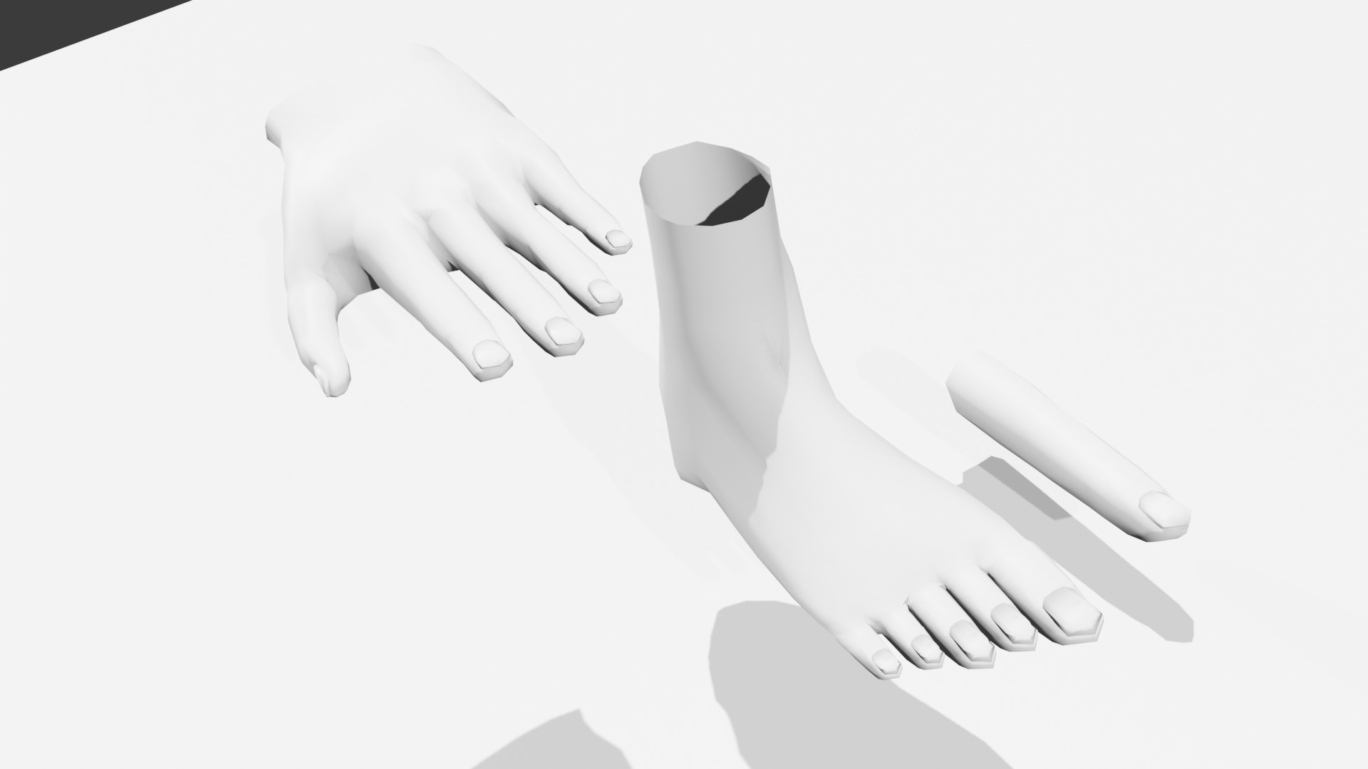 simple body parts anime style low poly Low-poly 3D model_1