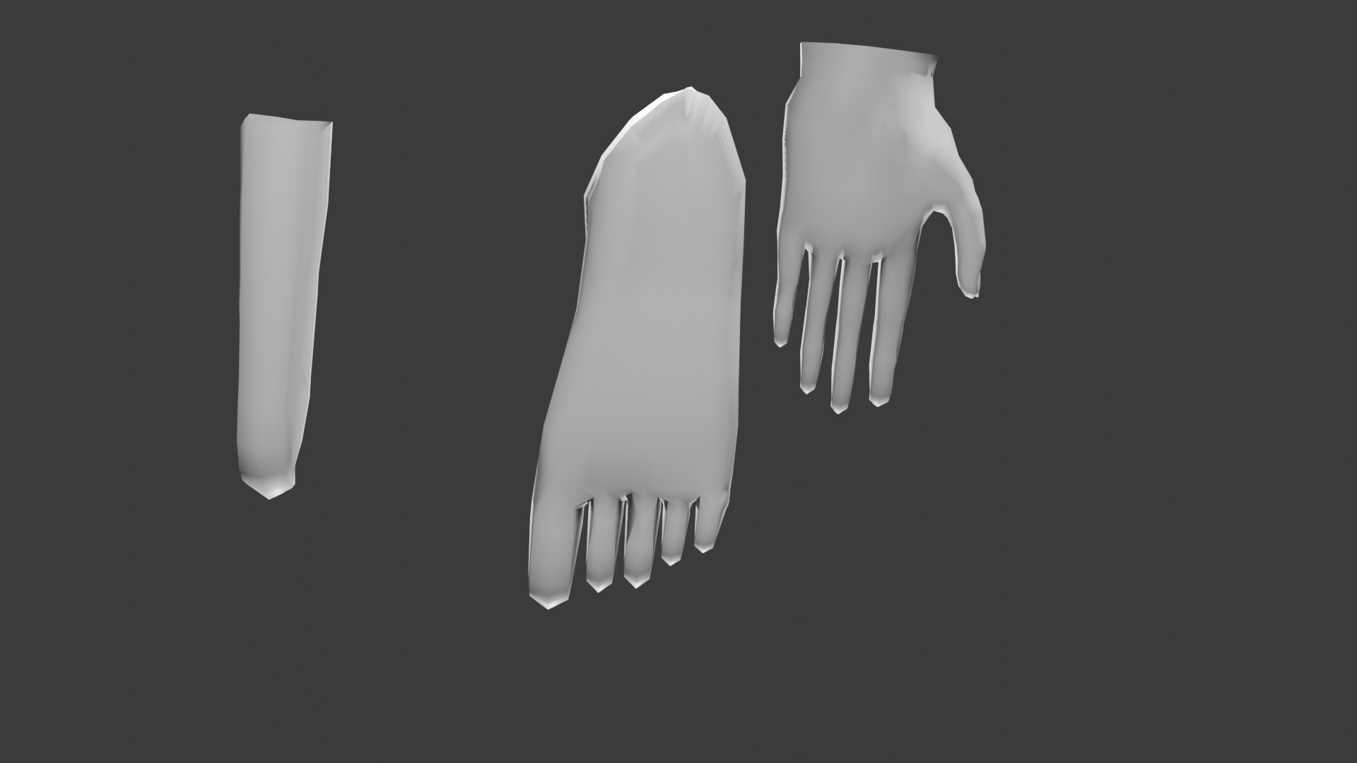 simple body parts anime style low poly Low-poly 3D model_2