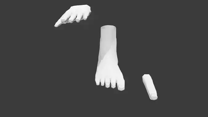 simple body parts anime style low poly Low-poly 3D model
