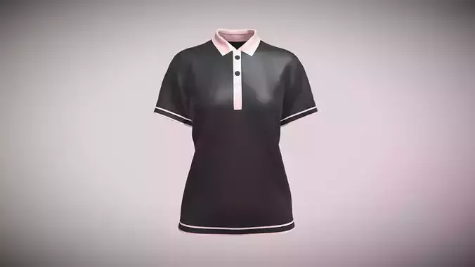 Girls Black And Pink Polo In Low Poly