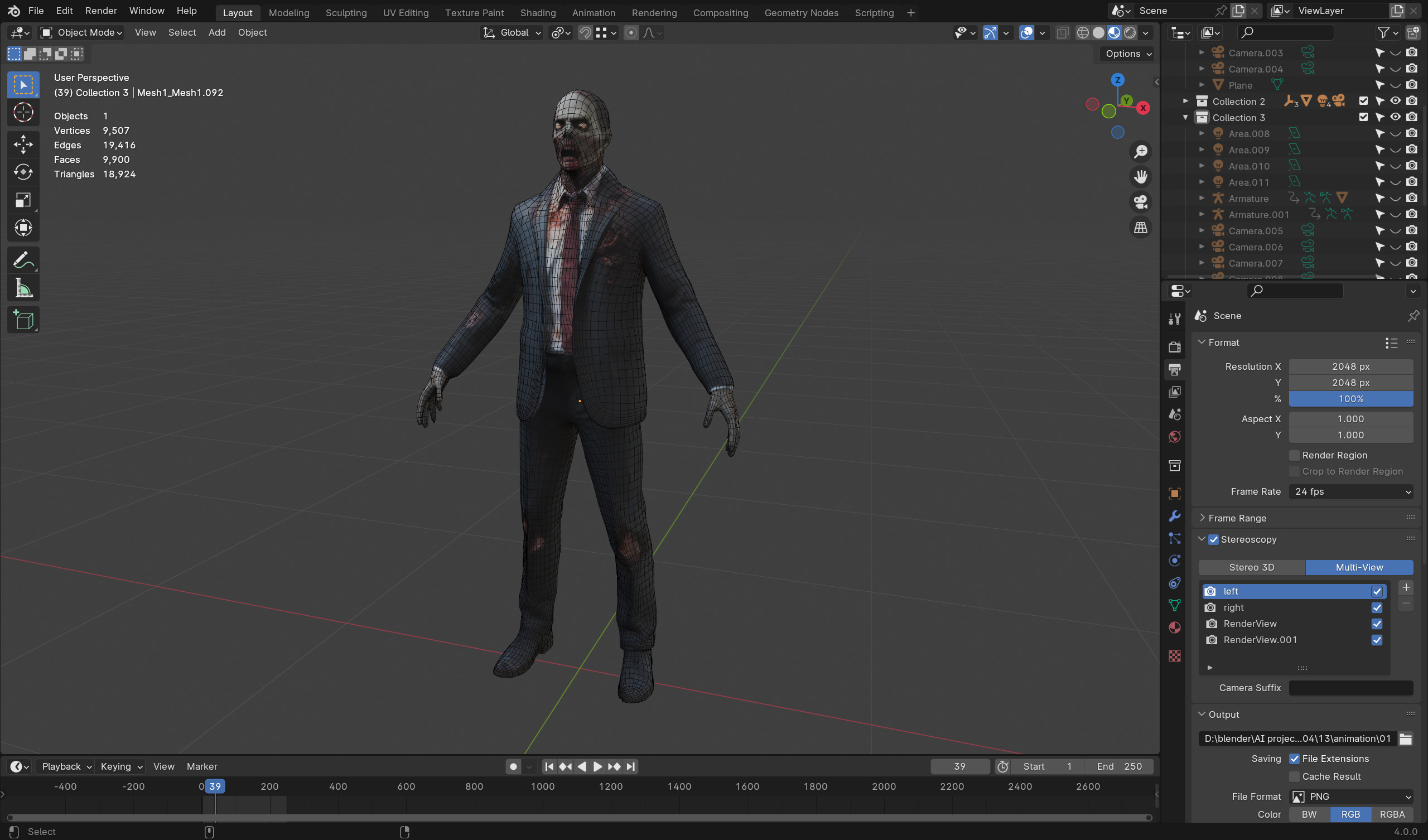 Zombie Businessman - Low Poly Rigged 3D Model Low-poly 3D model_5