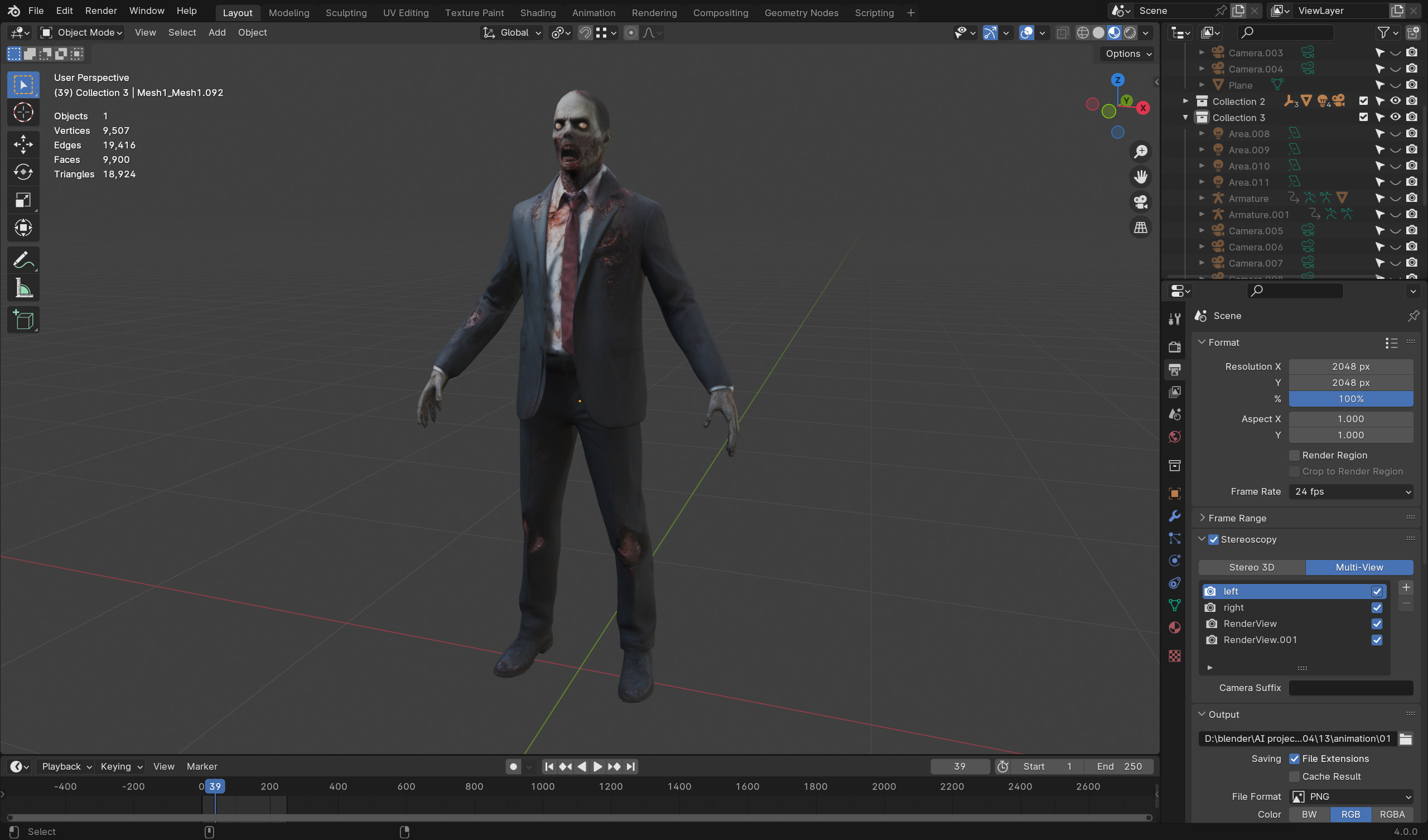 Zombie Businessman - Low Poly Rigged 3D Model Low-poly 3D model_4