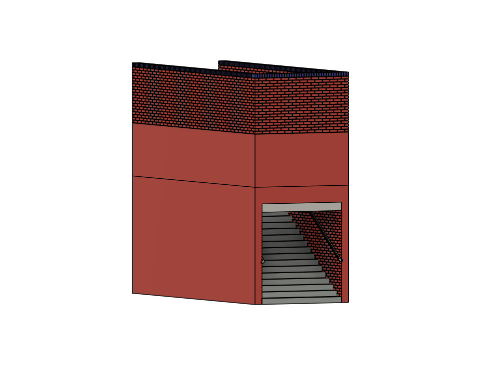 Model Railway Station Platform Brick Subway Steps V2 3D print model_4