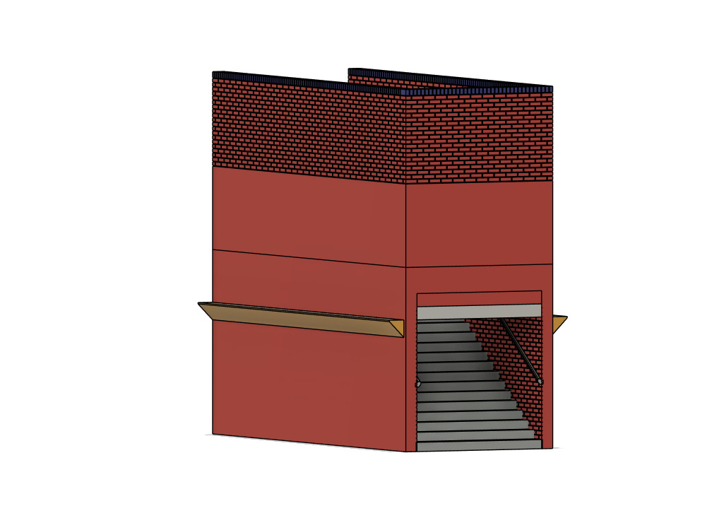 Model Railway Station Platform Brick Subway Steps V2 3D print model_5