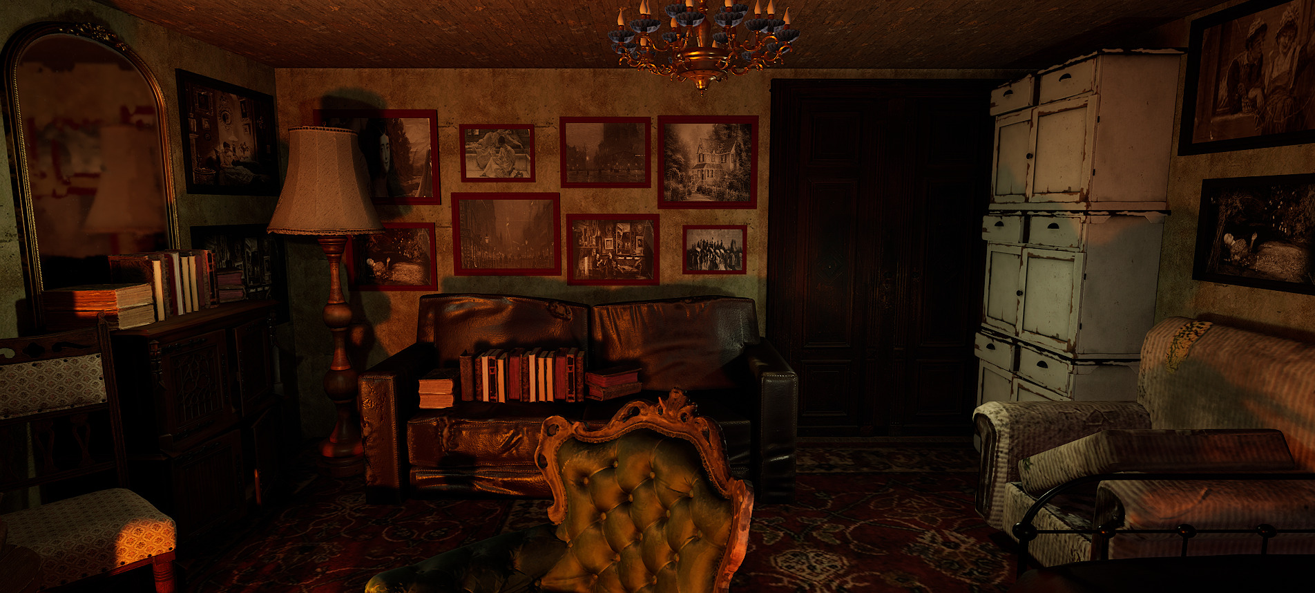 Victorian Nostalgia A Cozy Vintage Room Timeless Elegance 3D model_4