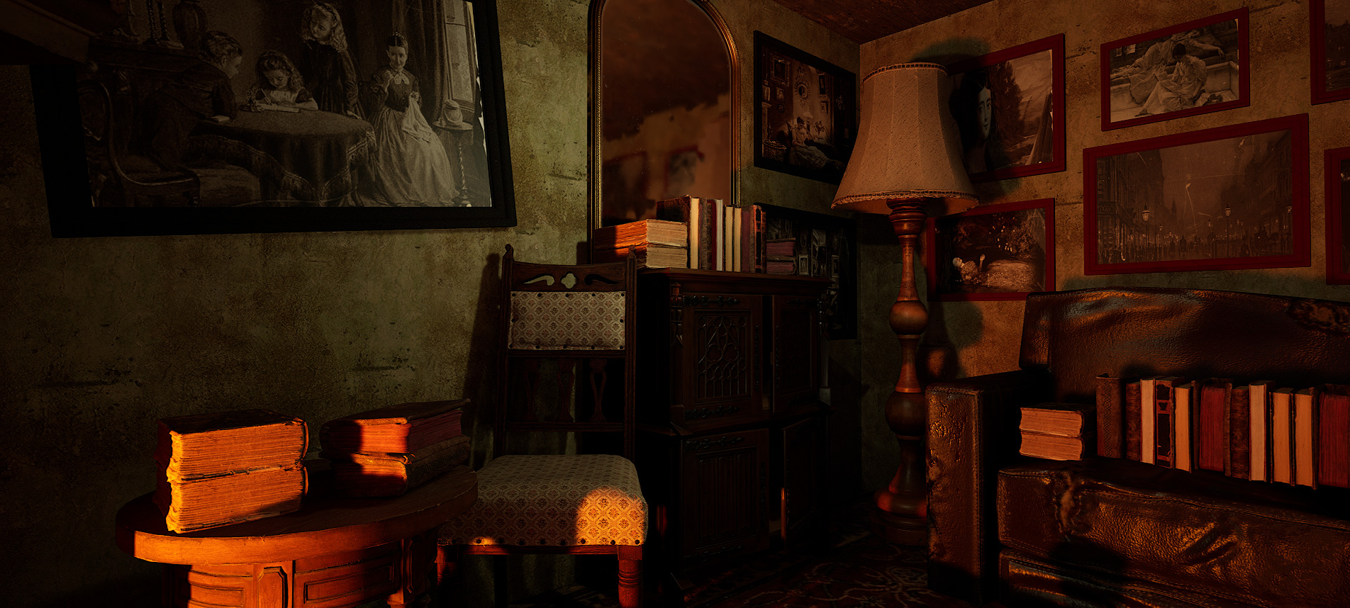 Victorian Nostalgia A Cozy Vintage Room Timeless Elegance 3D model_7