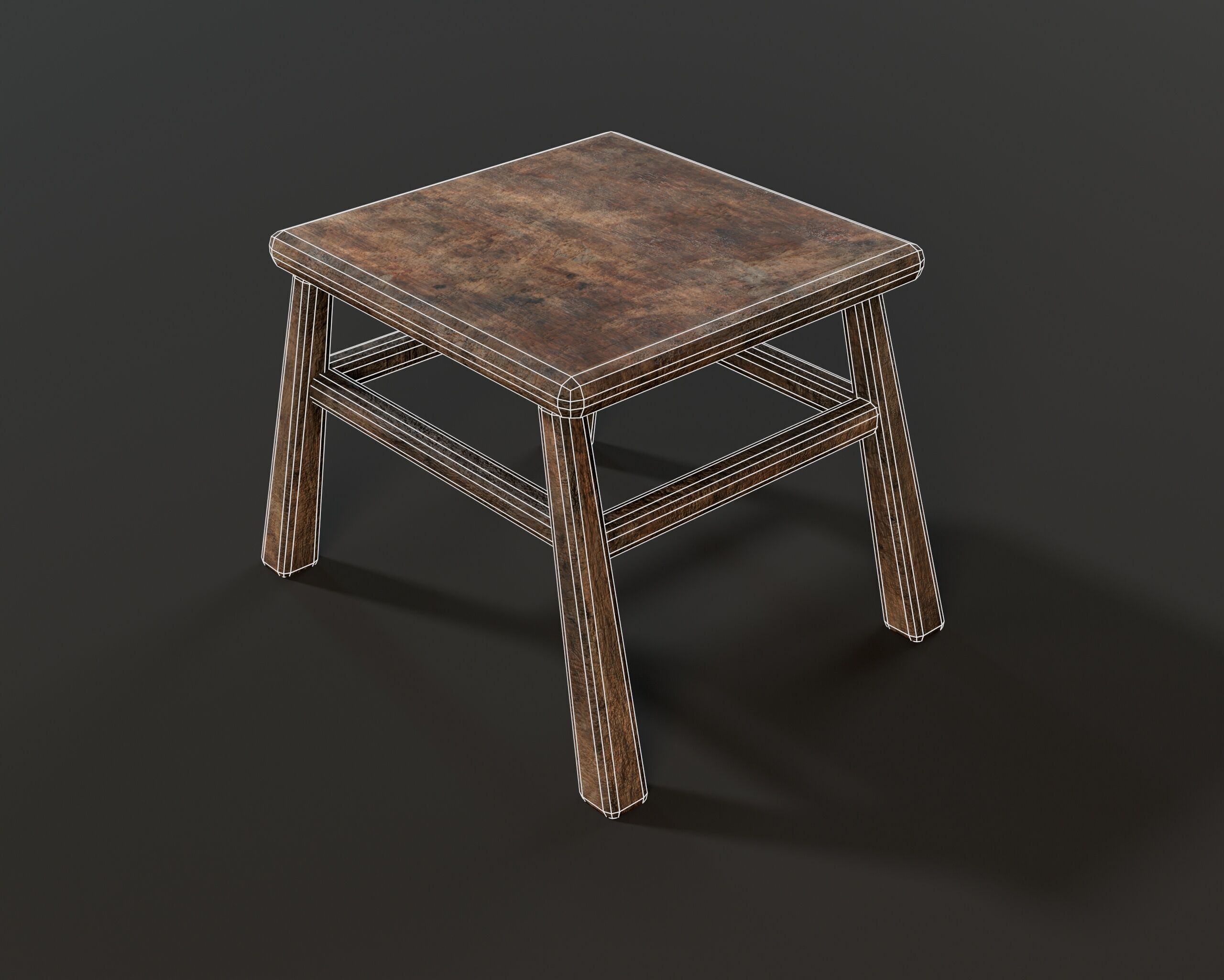 Medieval Rustic Furniture Set Low-poly 3D model_21