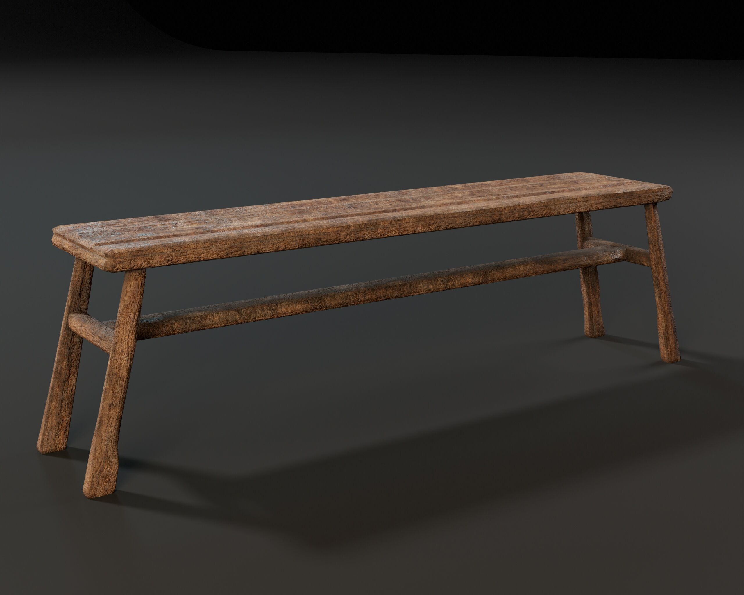 Medieval Rustic Furniture Set Low-poly 3D model_18