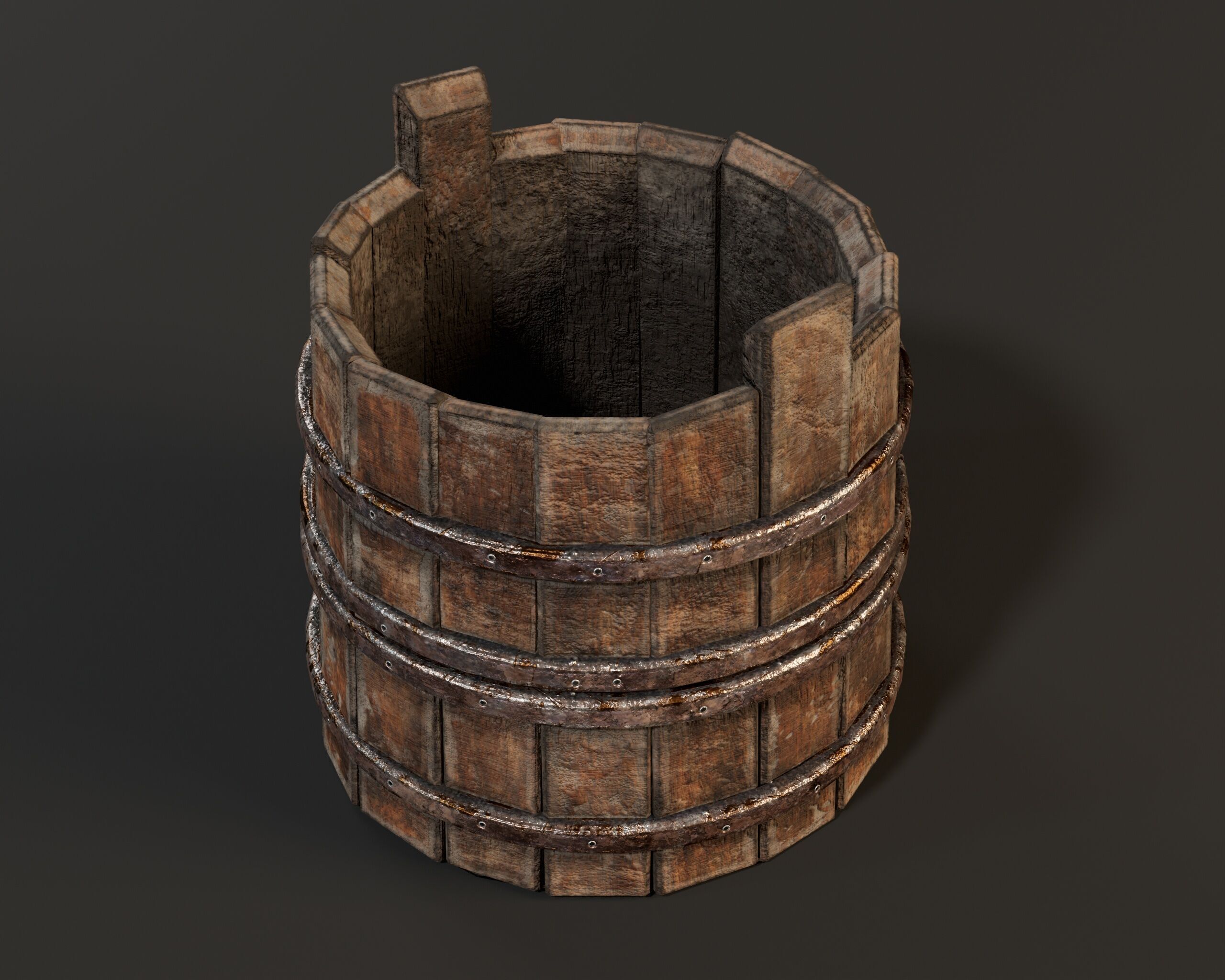 Medieval Rustic Furniture Set Low-poly 3D model_16