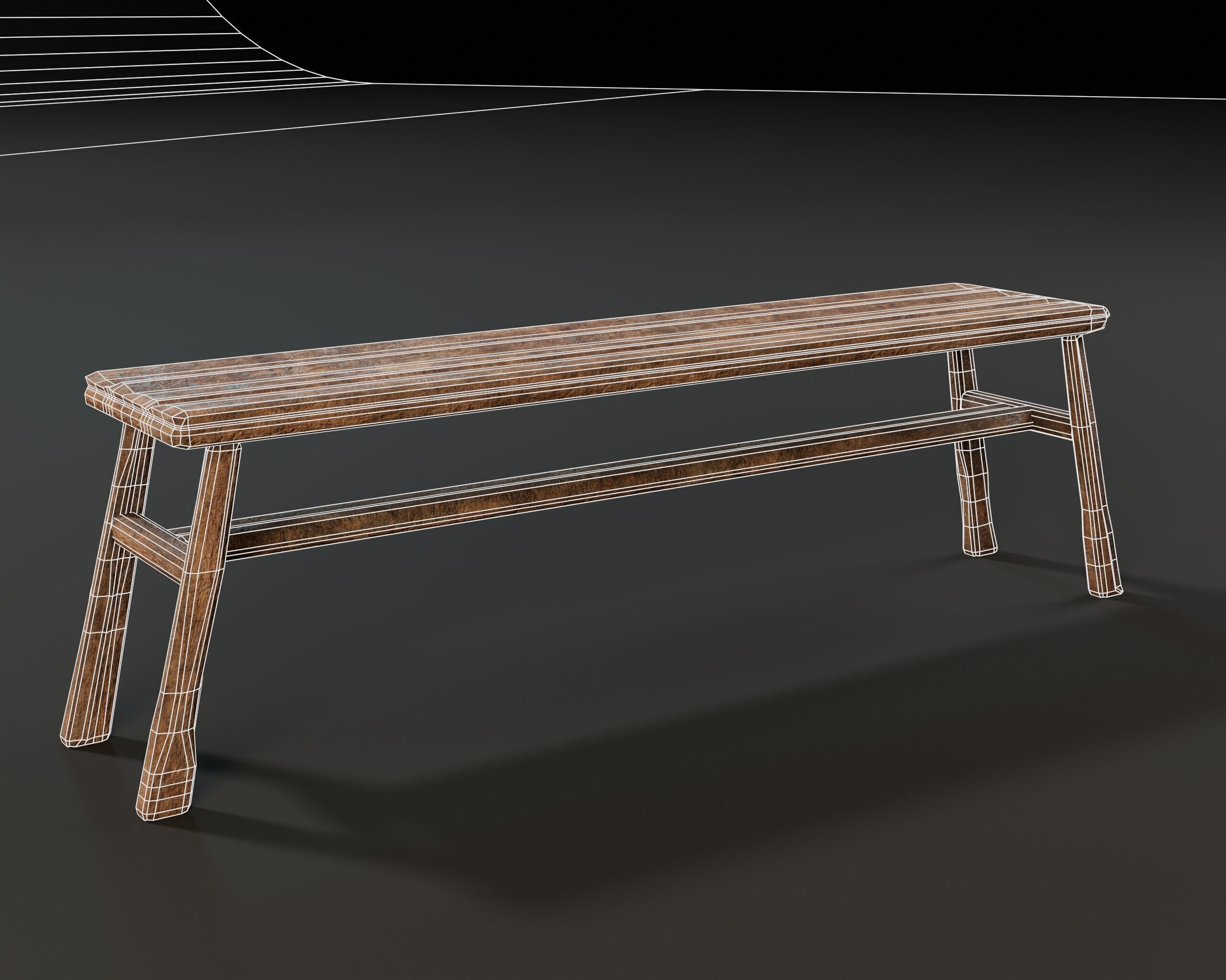 Medieval Rustic Furniture Set Low-poly 3D model_19