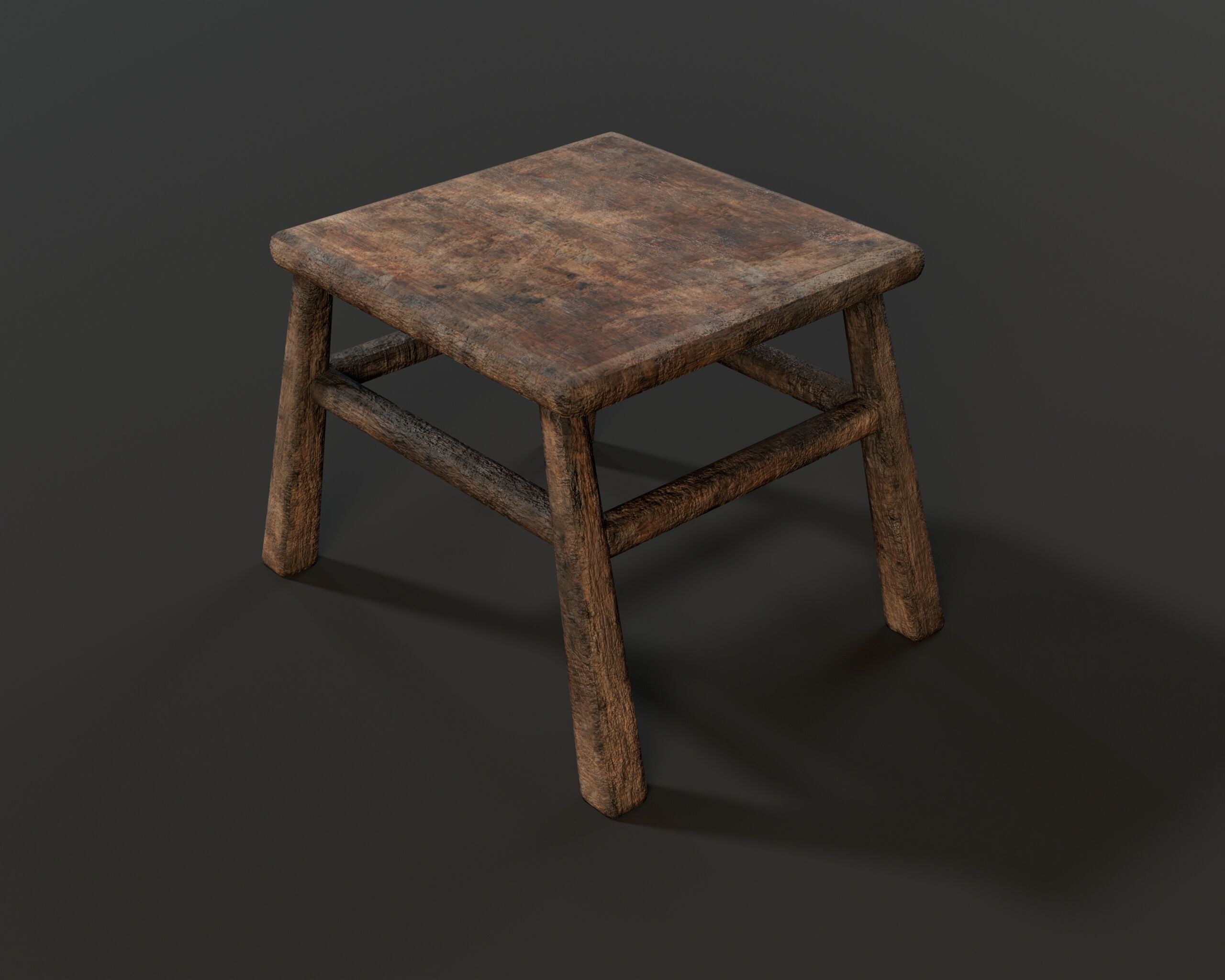 Medieval Rustic Furniture Set Low-poly 3D model_20