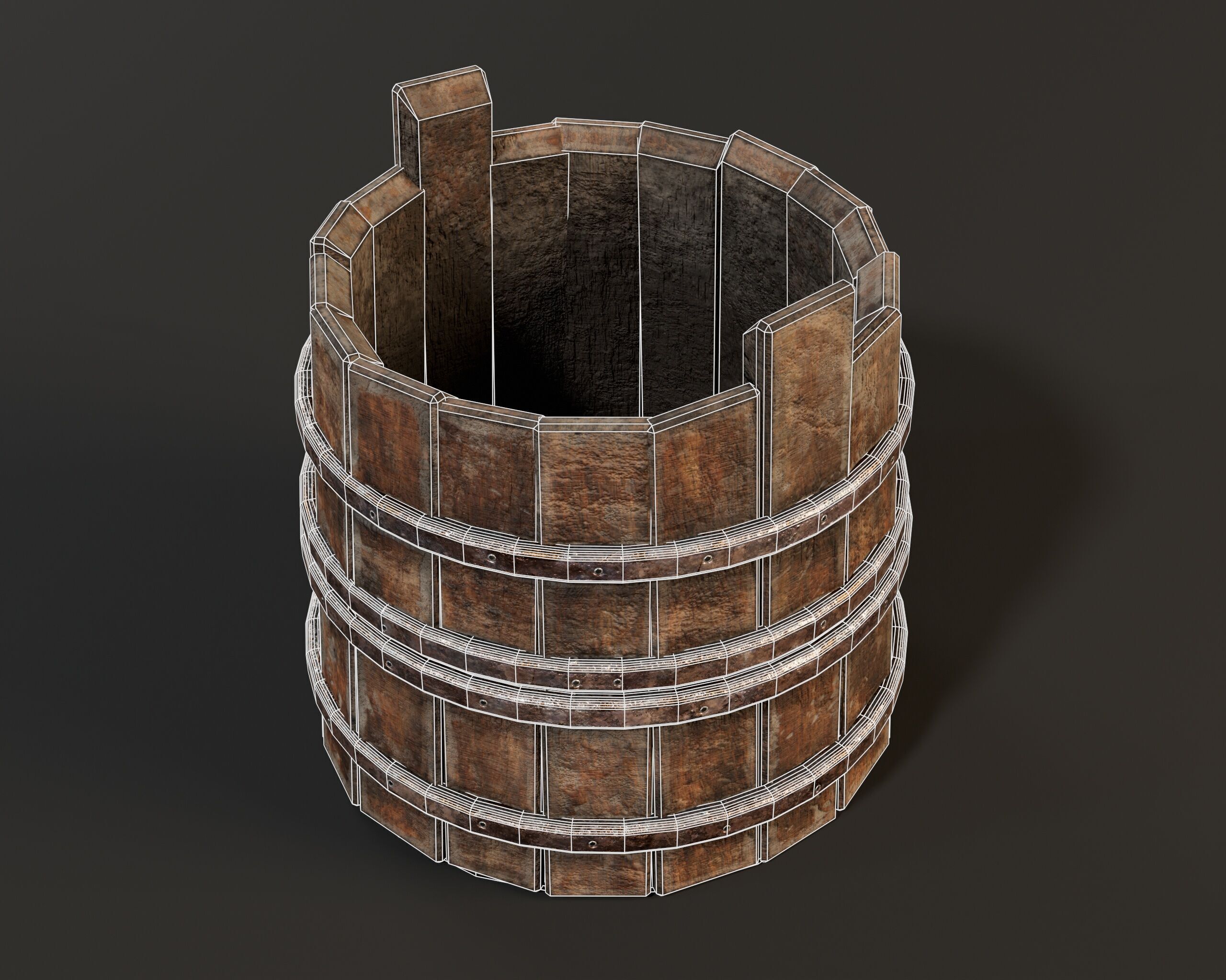 Medieval Rustic Furniture Set Low-poly 3D model_17