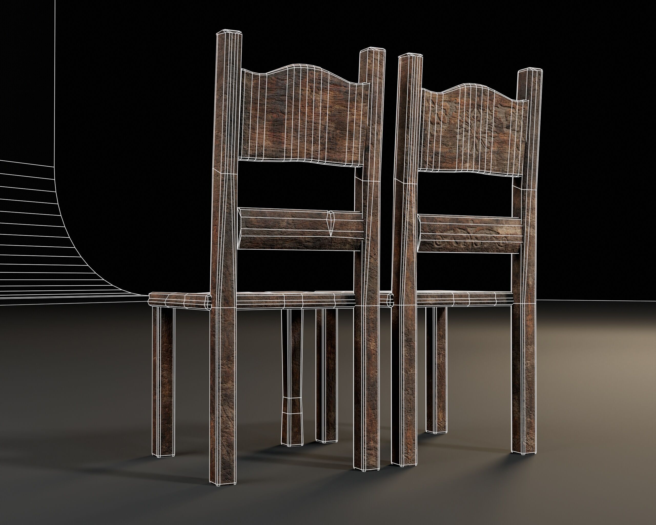 Medieval Rustic Furniture Set Low-poly 3D model_15