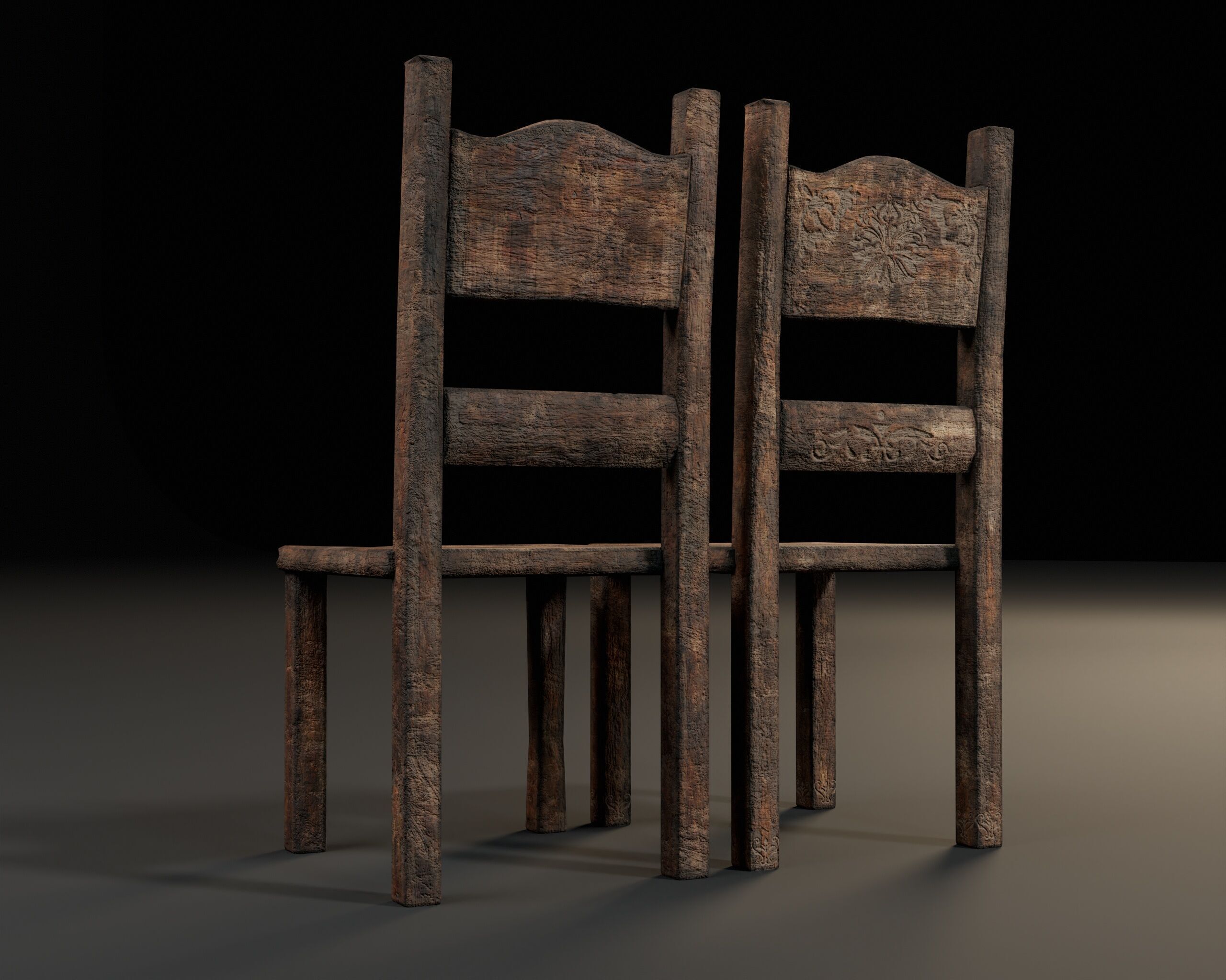 Medieval Rustic Furniture Set Low-poly 3D model_14