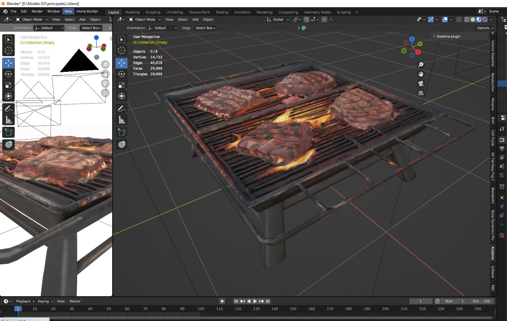 barbeque Low-poly 3D model_3