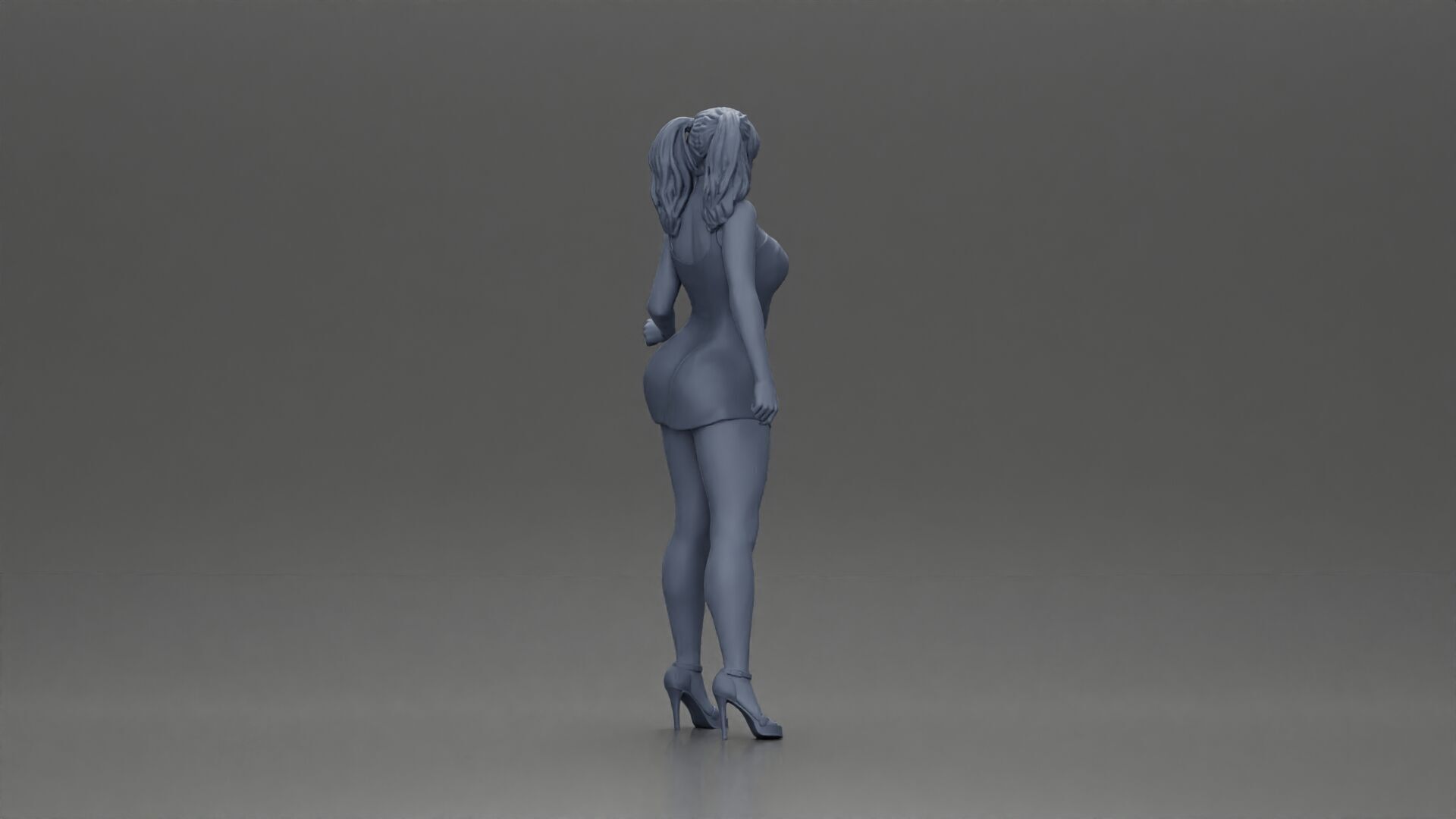Elegant woman in dress posing confidently with playful charm 3D print model_8