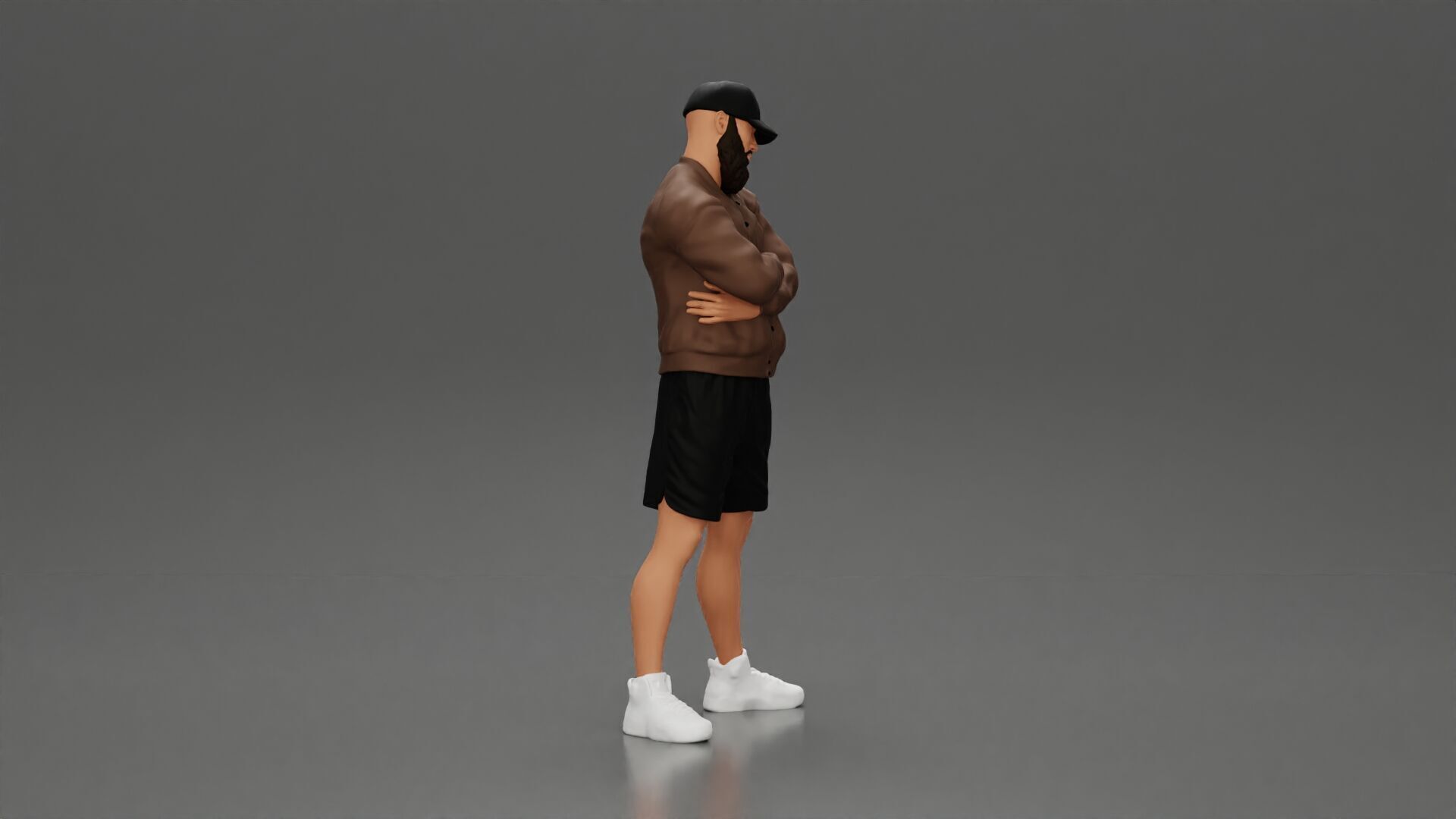 Confident man posing with folded arms exuding a casual vibe 3D print model_1
