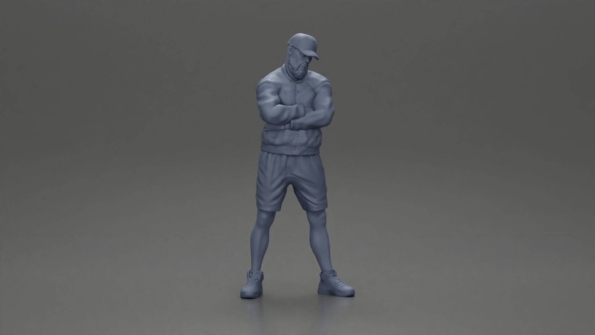 Confident man posing with folded arms exuding a casual vibe 3D print model_6