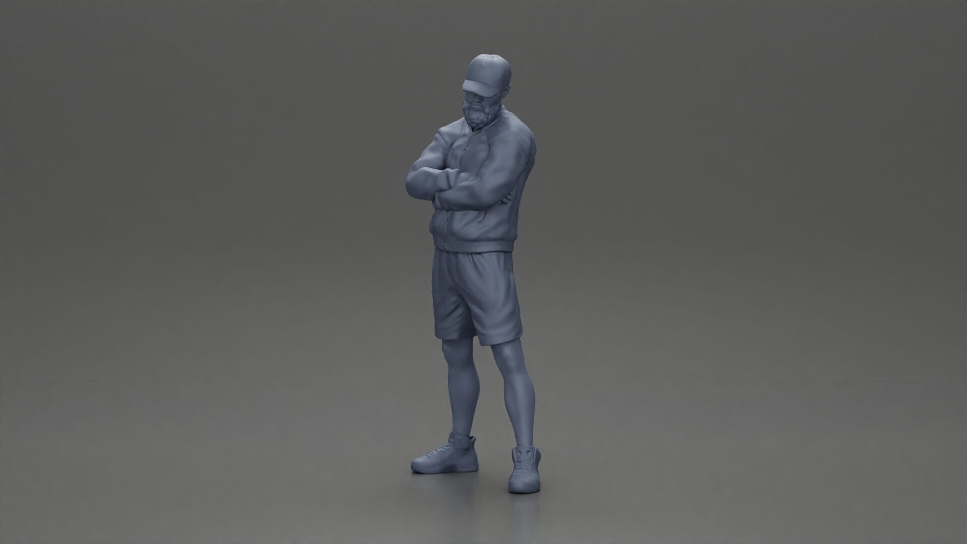 Confident man posing with folded arms exuding a casual vibe 3D print model_11