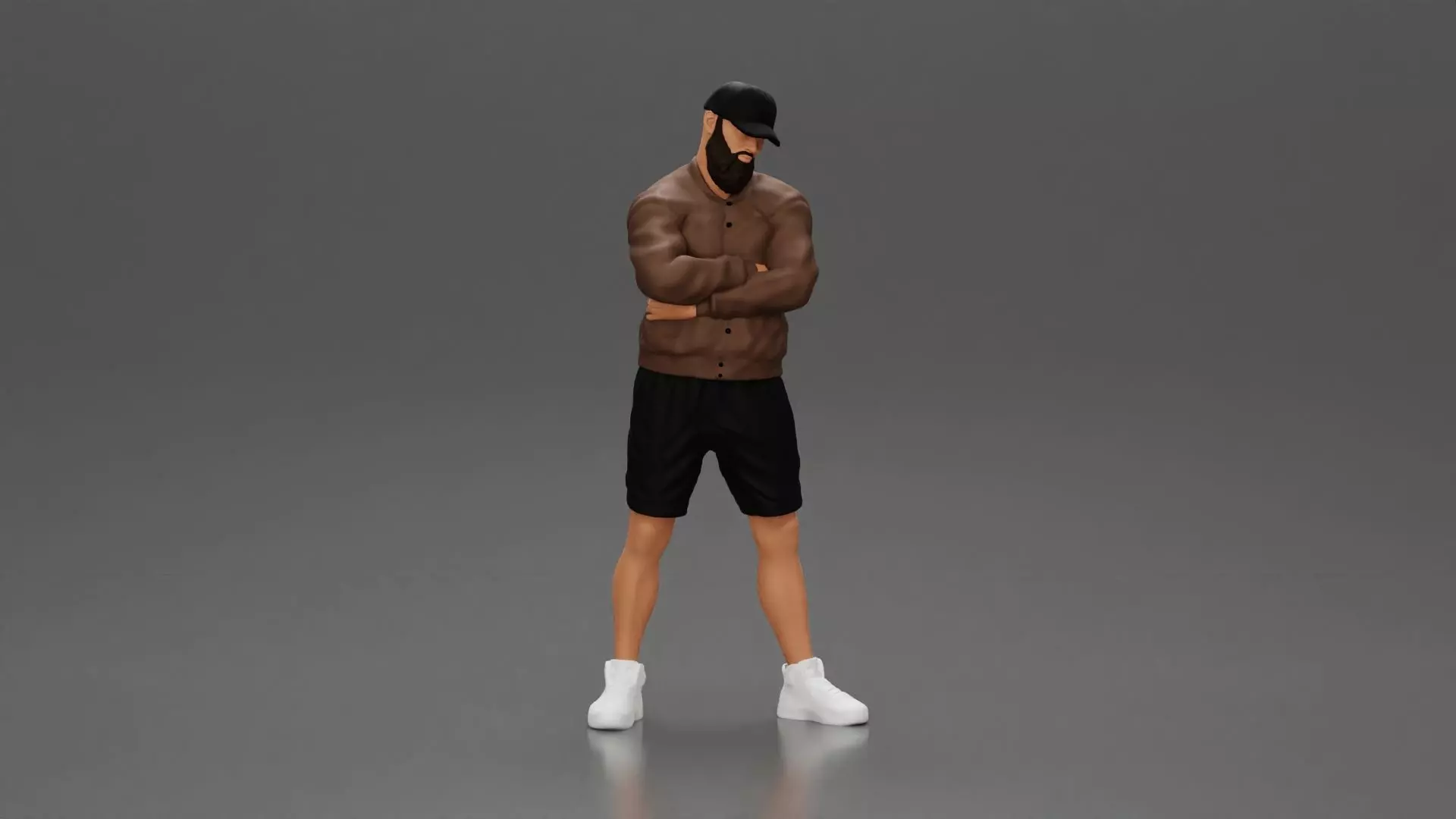 Confident man posing with folded arms exuding a casual vibe 3D print model_0