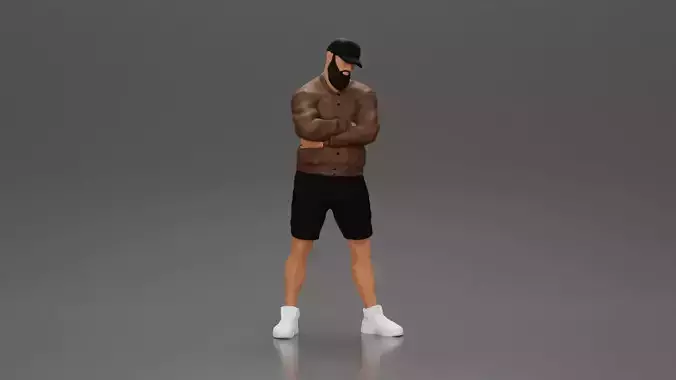 Confident man posing with folded arms exuding a casual vibe 3D print model