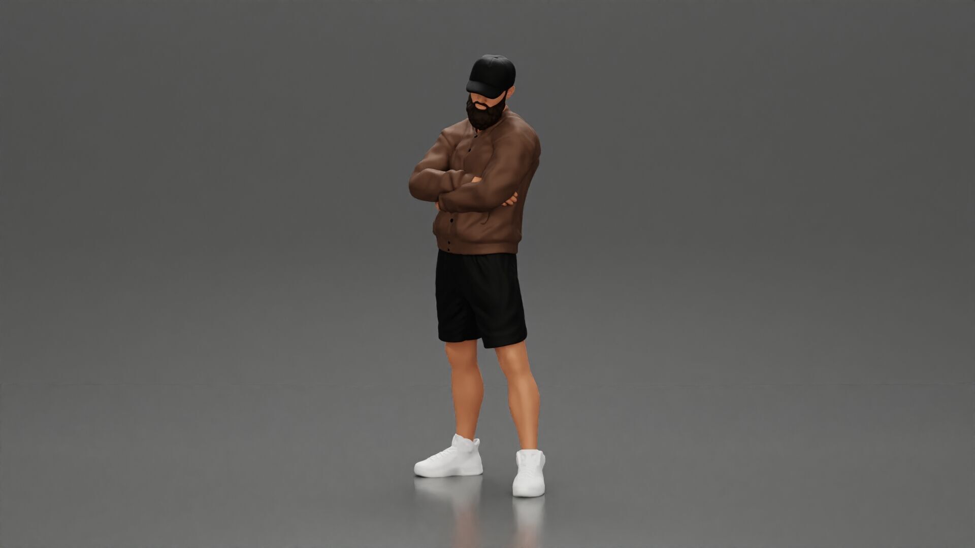Confident man posing with folded arms exuding a casual vibe 3D print model_5