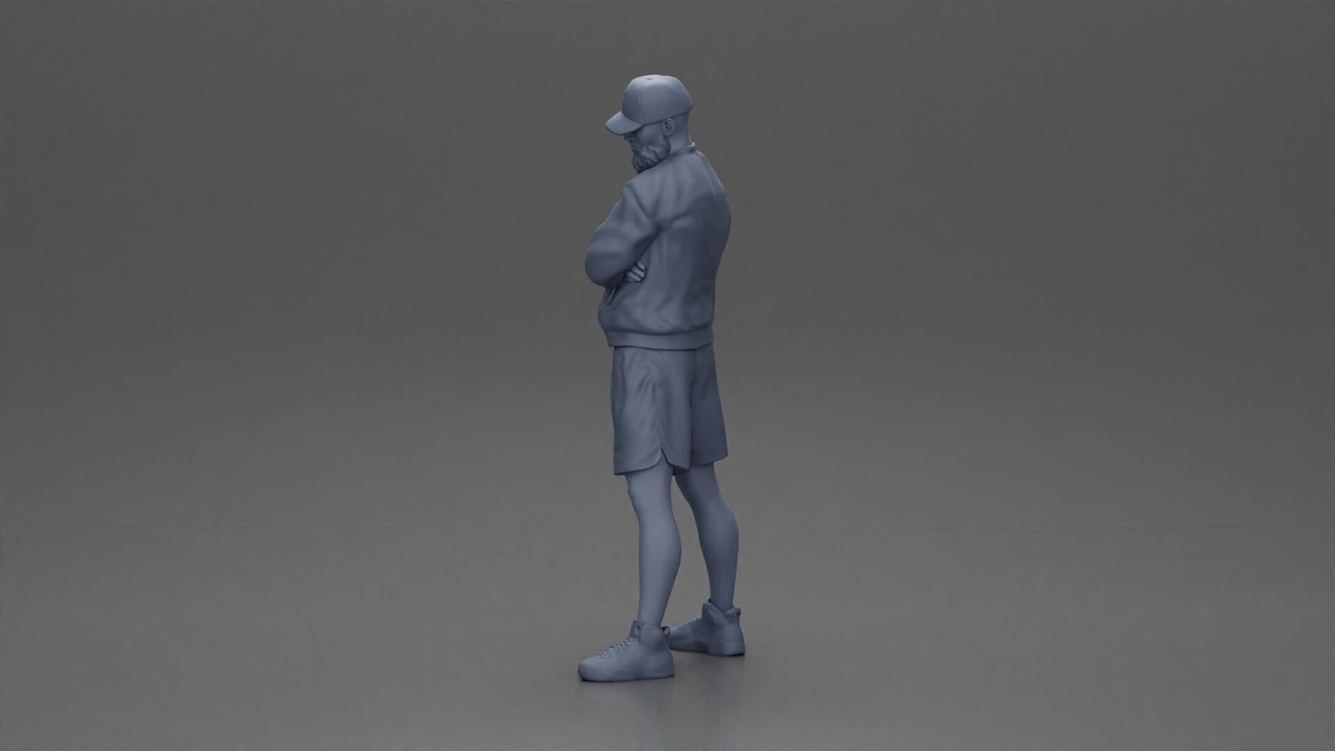 Confident man posing with folded arms exuding a casual vibe 3D print model_10