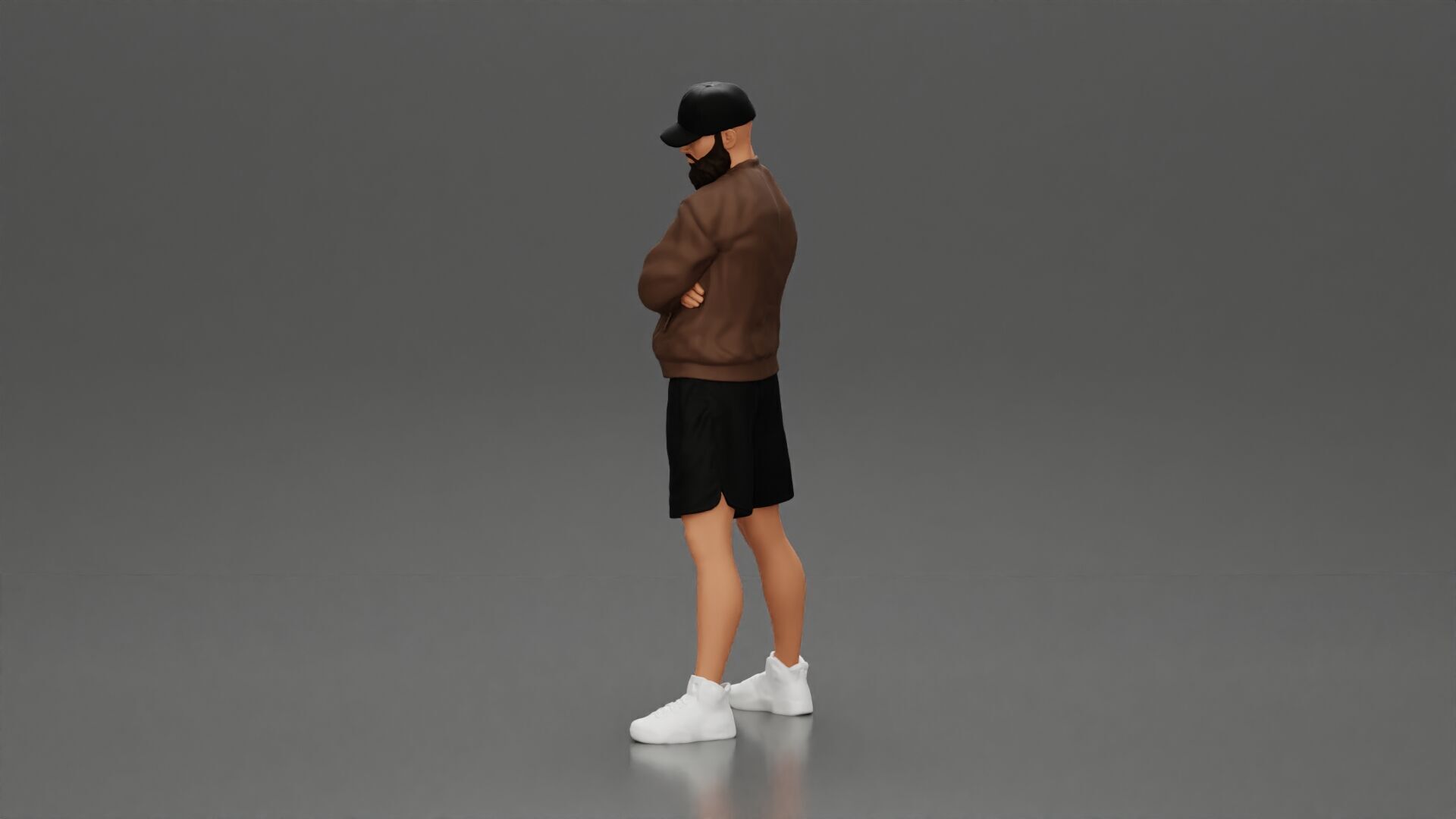 Confident man posing with folded arms exuding a casual vibe 3D print model_4