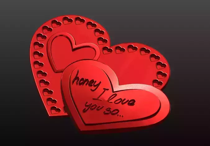 Double Heart 3D Model STL for CNC Printing Free 3D print model