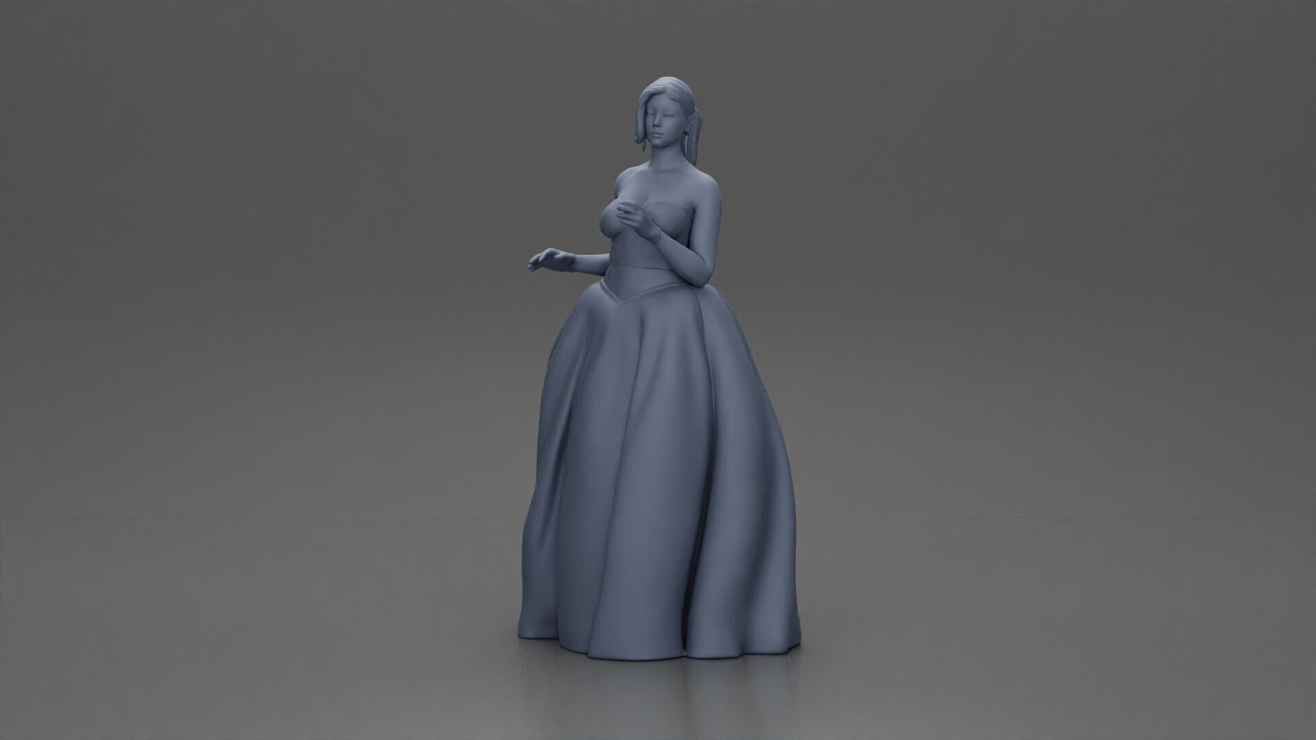 Elegant Bride in White Gown Holding Vibrant Bouquet of Flowers 3D print model_18