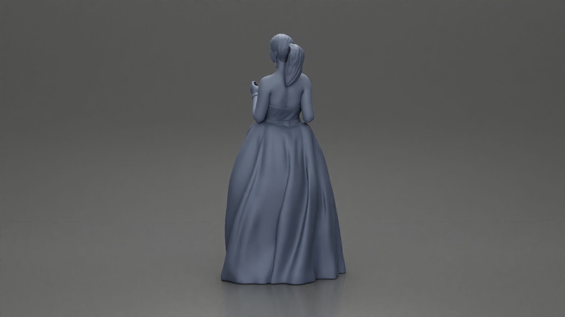 Elegant Bride in White Gown Holding Vibrant Bouquet of Flowers 3D print model_22