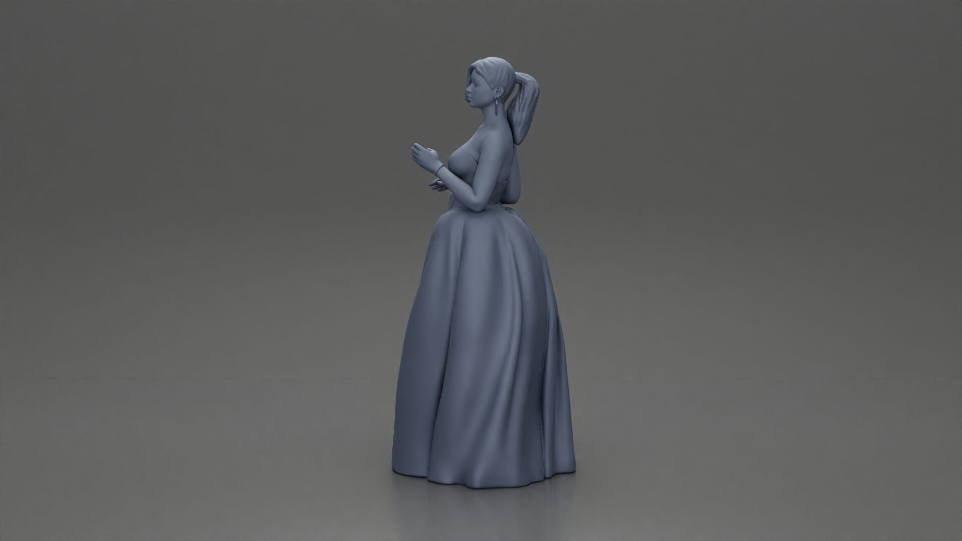 Elegant Bride in White Gown Holding Vibrant Bouquet of Flowers 3D print model_23