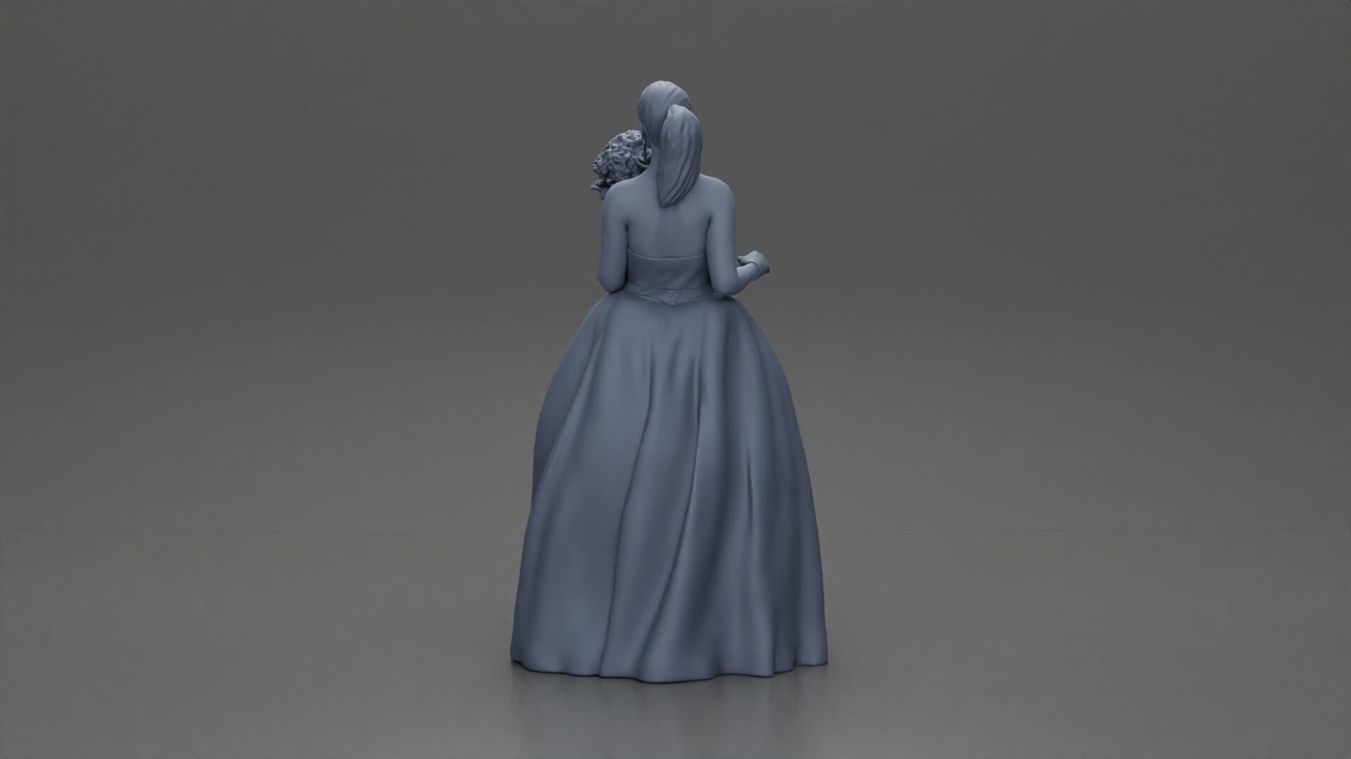 Elegant Bride in White Gown Holding Vibrant Bouquet of Flowers 3D print model_11