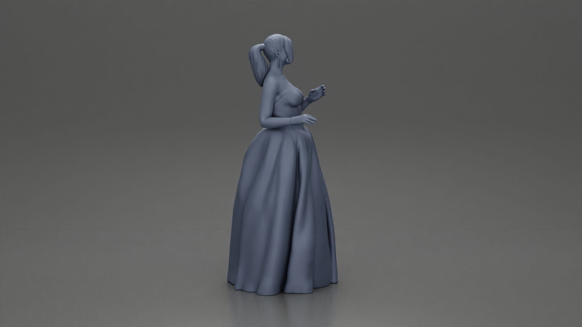 Elegant Bride in White Gown Holding Vibrant Bouquet of Flowers 3D print model_20