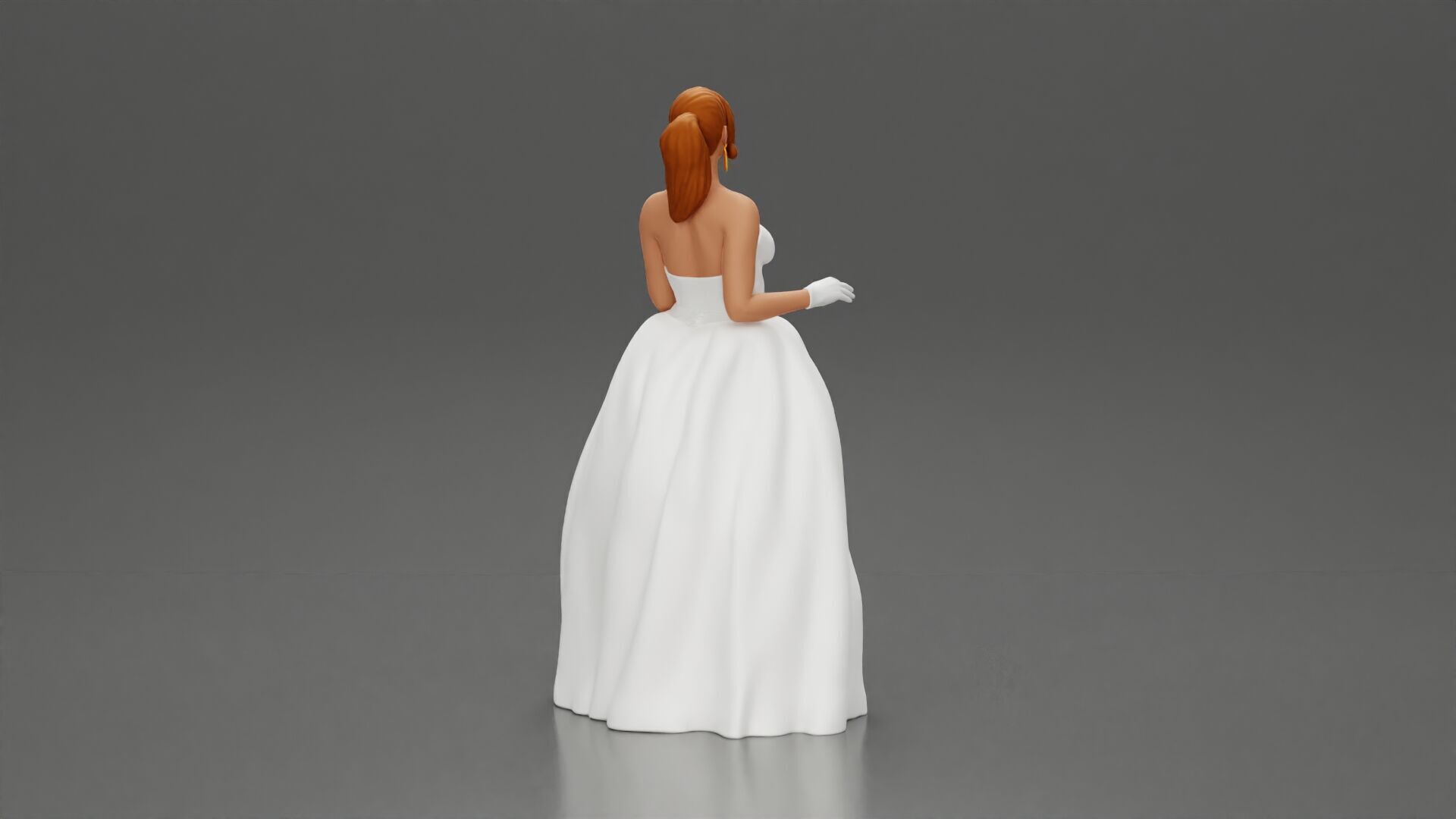 Elegant Bride in White Gown Holding Vibrant Bouquet of Flowers 3D print model_15