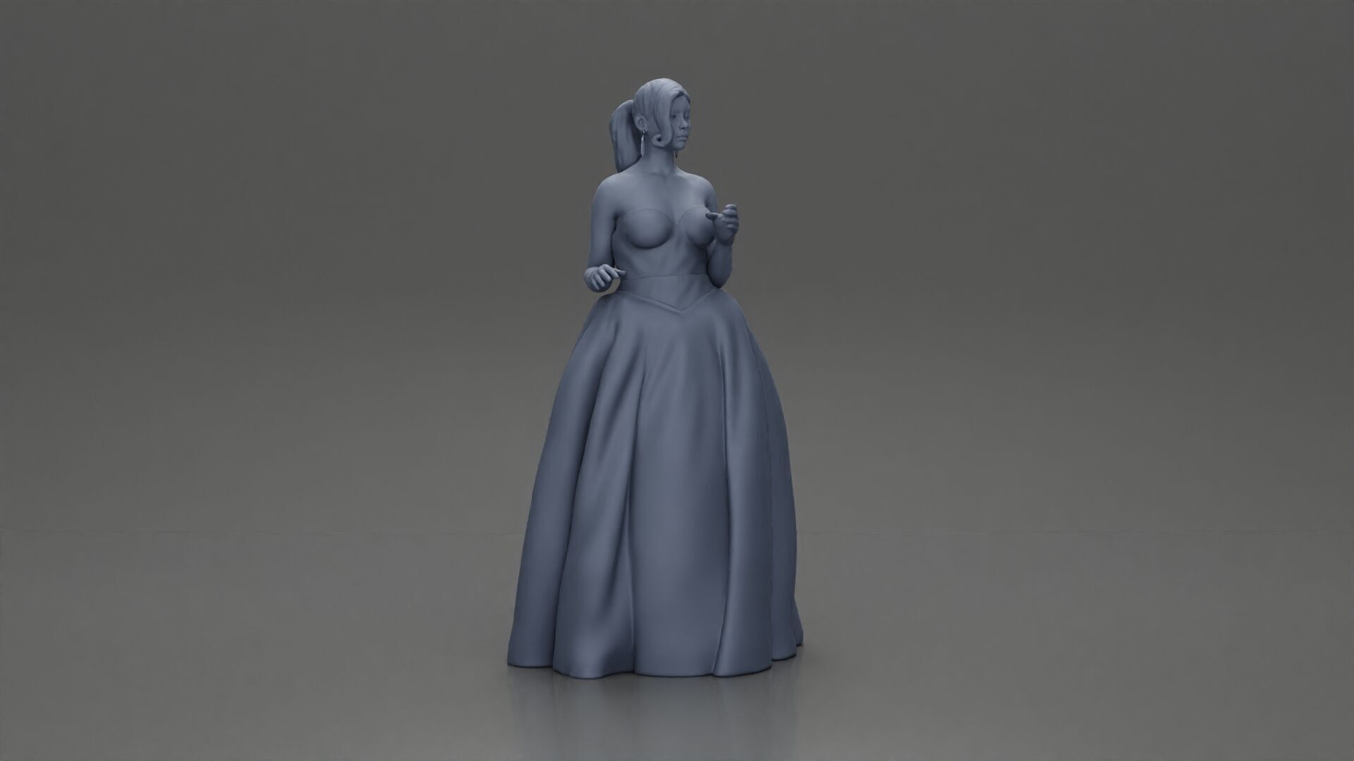 Elegant Bride in White Gown Holding Vibrant Bouquet of Flowers 3D print model_19