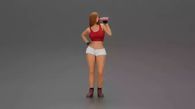 woman enjoying a drink stylish and confident pose 3D print model