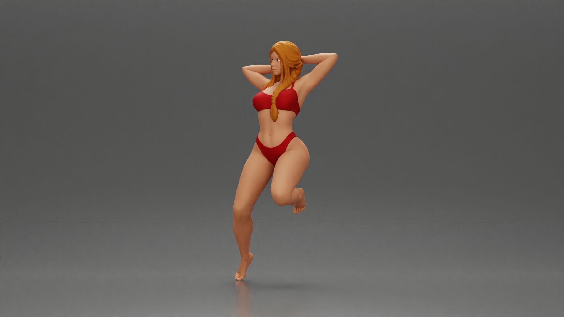 Elegant pose in red bikini showcasing and playful charm 3D print model_5