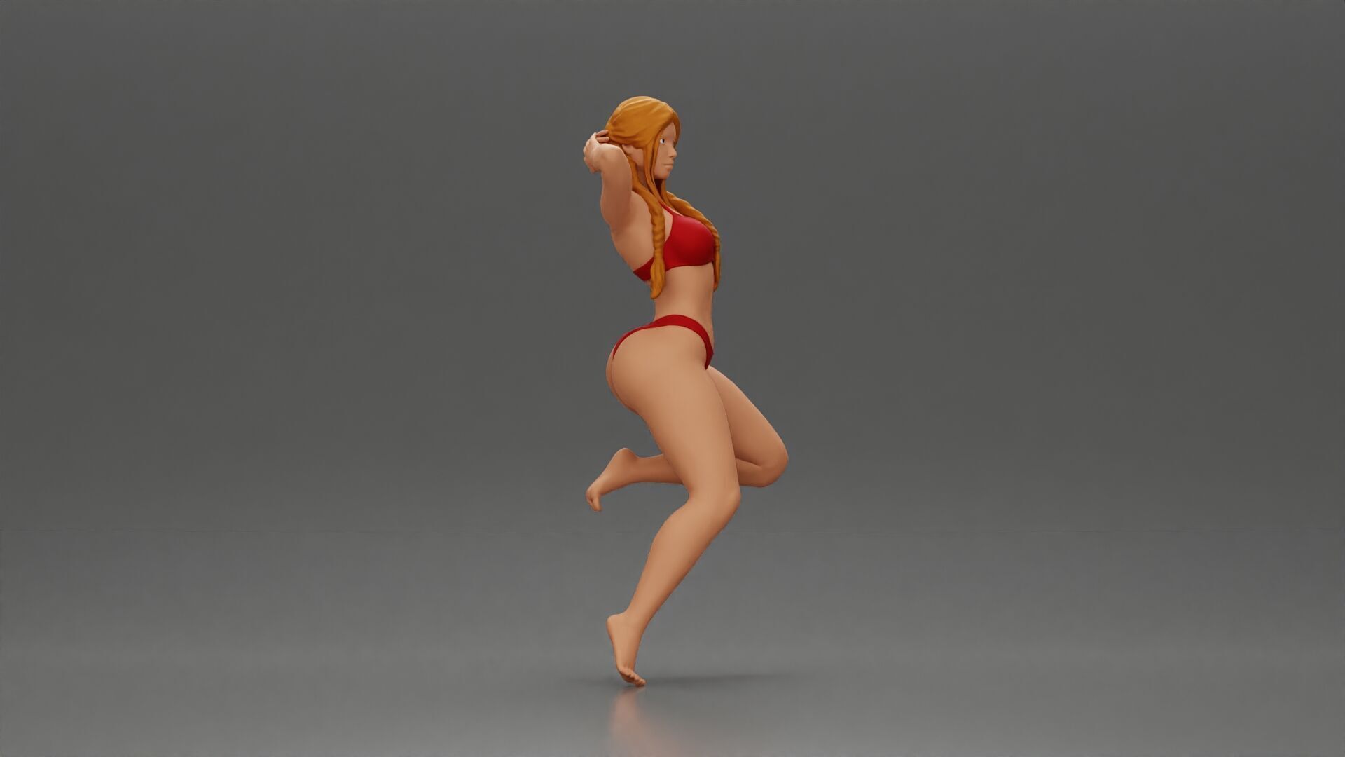 Elegant pose in red bikini showcasing and playful charm 3D print model_1