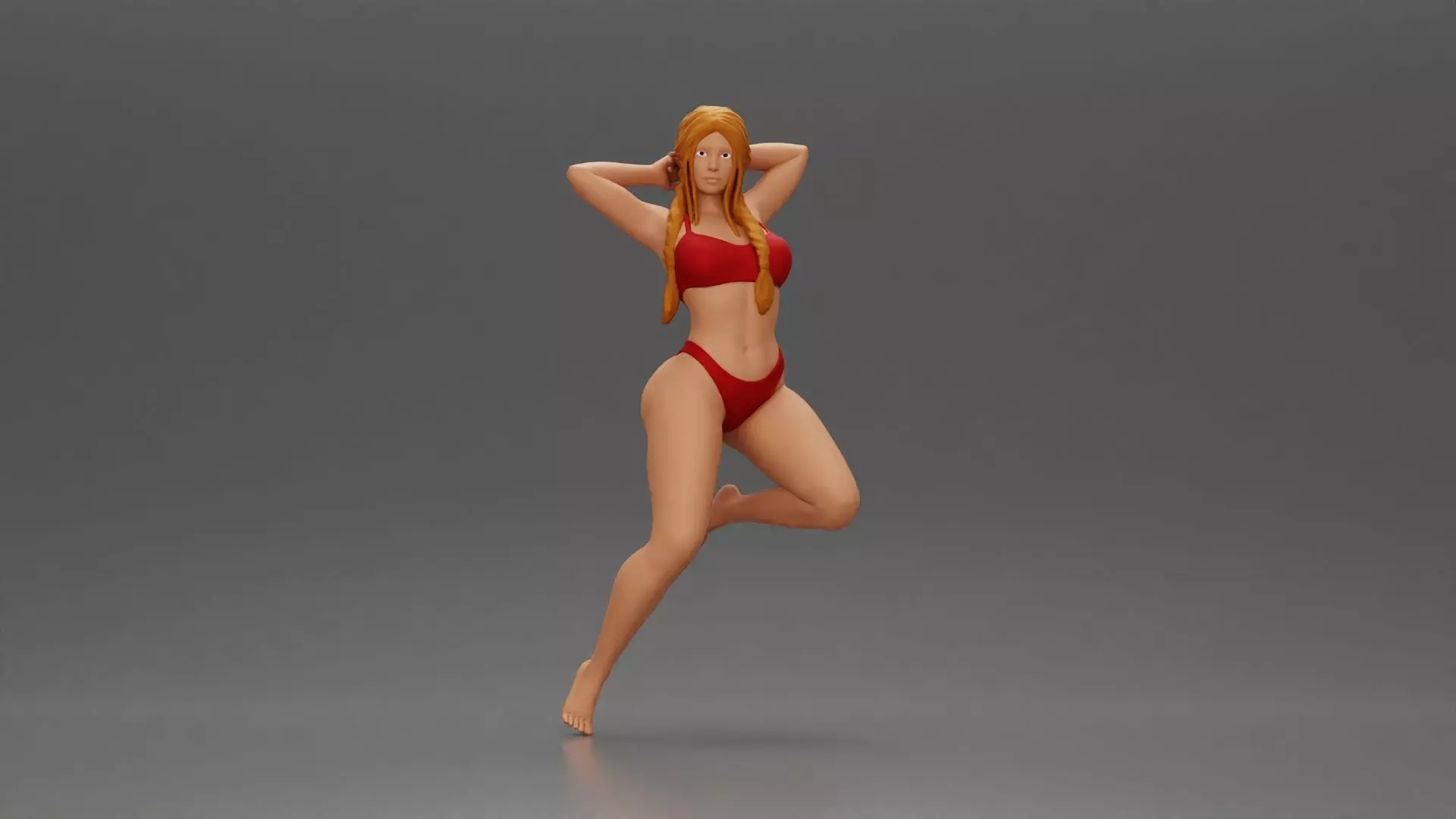 Elegant pose in red showcasing and playful charm 3D print model